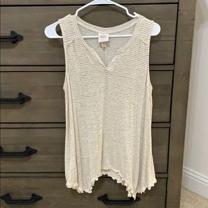 Cream and black striped tunic tank top